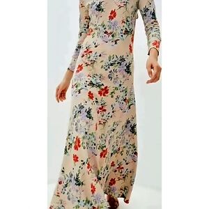 NWT Ralph Lauren Floral Long Sleeve Dress in Cream and Red